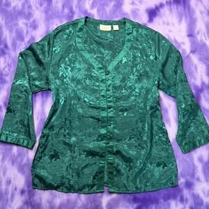Victoria’s Secret gold label vintage green baroque silky top